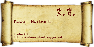 Kader Norbert névjegykártya